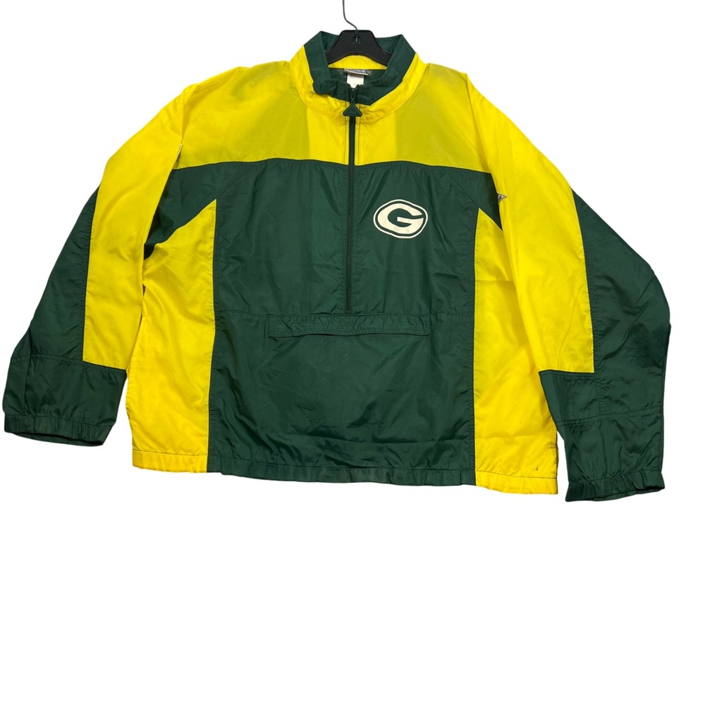 Apex One Mens XL Greenbay Packers Quarter Zip Windbreaker Vintage NFL Jacket